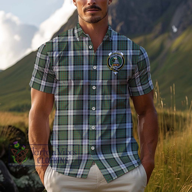 McLaren Dress Tartan Cotton Hawaiian Shirt with Family Crest