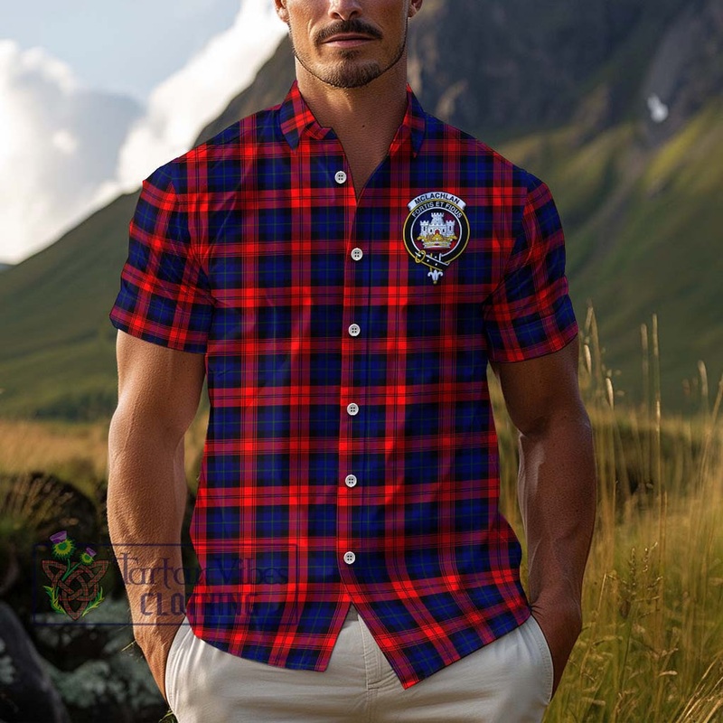 McLachlan Modern Tartan Cotton Hawaiian Shirt with Family Crest