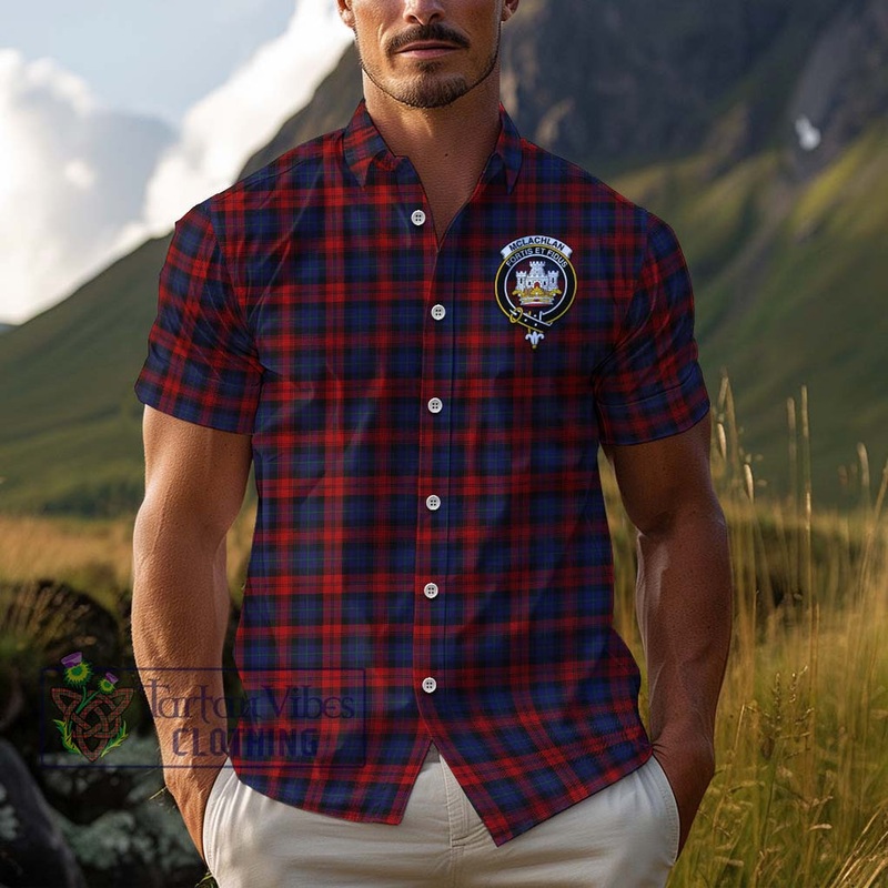 McLachlan Tartan Cotton Hawaiian Shirt with Family Crest