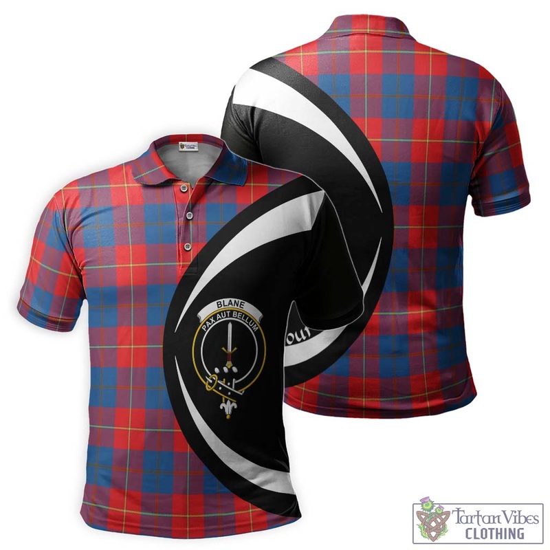 Blane Tartan Men's Polo Shirt with Family Crest Circle Style