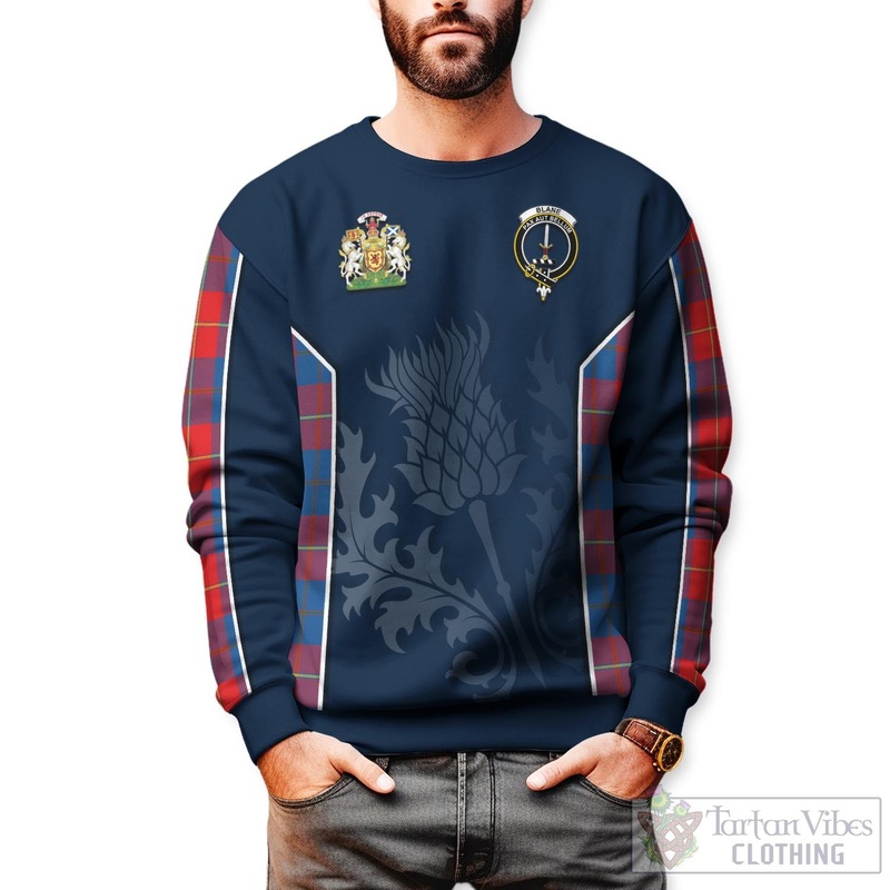 Blane Tartan Sweatshirt with Family Crest and Scottish Thistle Vibes Sport Style