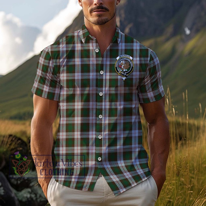 McKinnon Dress Tartan Cotton Hawaiian Shirt with Family Crest