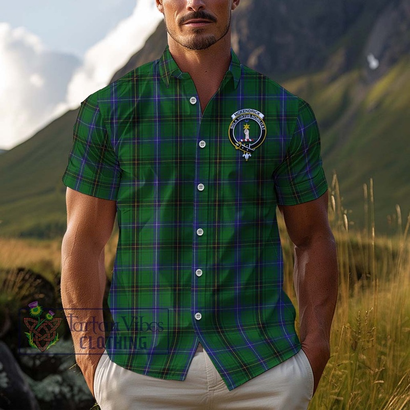 McKendrick Tartan Cotton Hawaiian Shirt with Family Crest