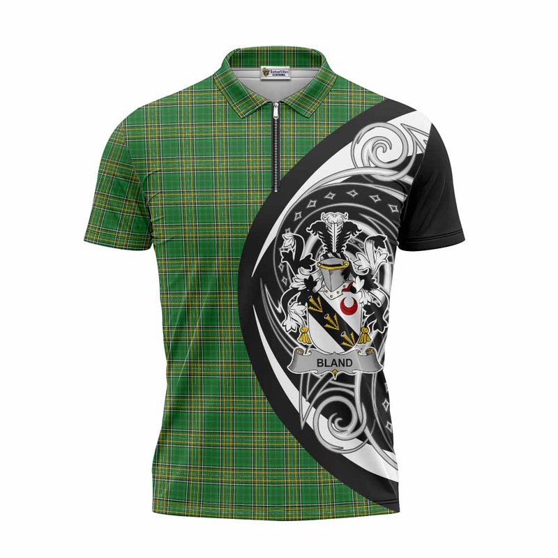 Bland Irish Clan Zipper Polo Shirt Celtic Circle Style