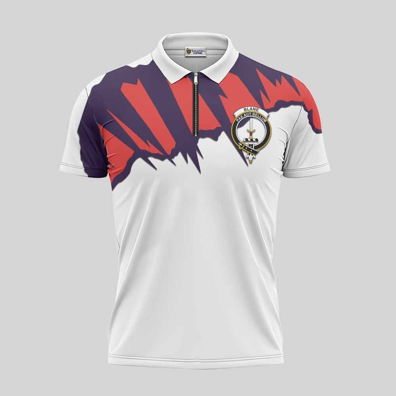 Blane Clan Crest Zipper Polo Shirt with Retro Sport Style