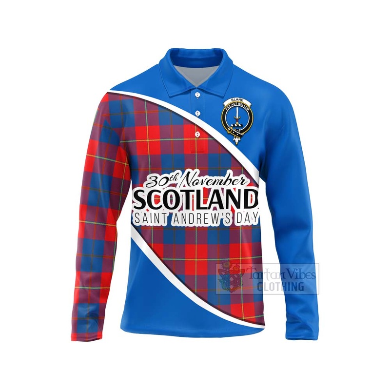 Blane Family Crest Tartan Long Sleeve Polo Shirt Celebrate Saint Andrew's Day in Style