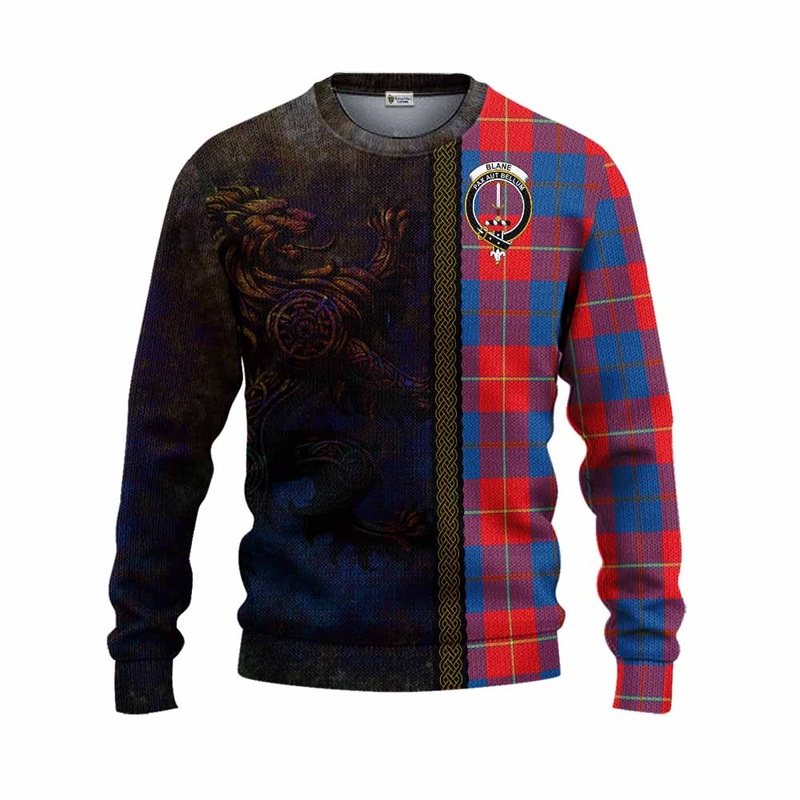 Blane Tartan Family Crest Knitted Sweater Alba Gu Brath Be Brave Lion Ancient Style