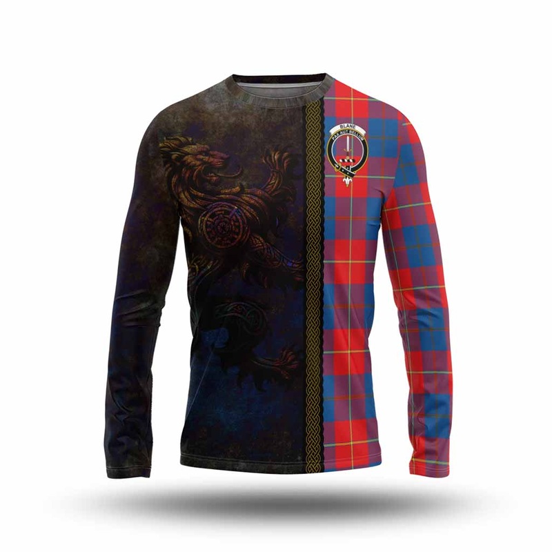 Blane Tartan Family Crest Long Sleeve T-Shirt Alba Gu Brath Be Brave Lion Ancient Style