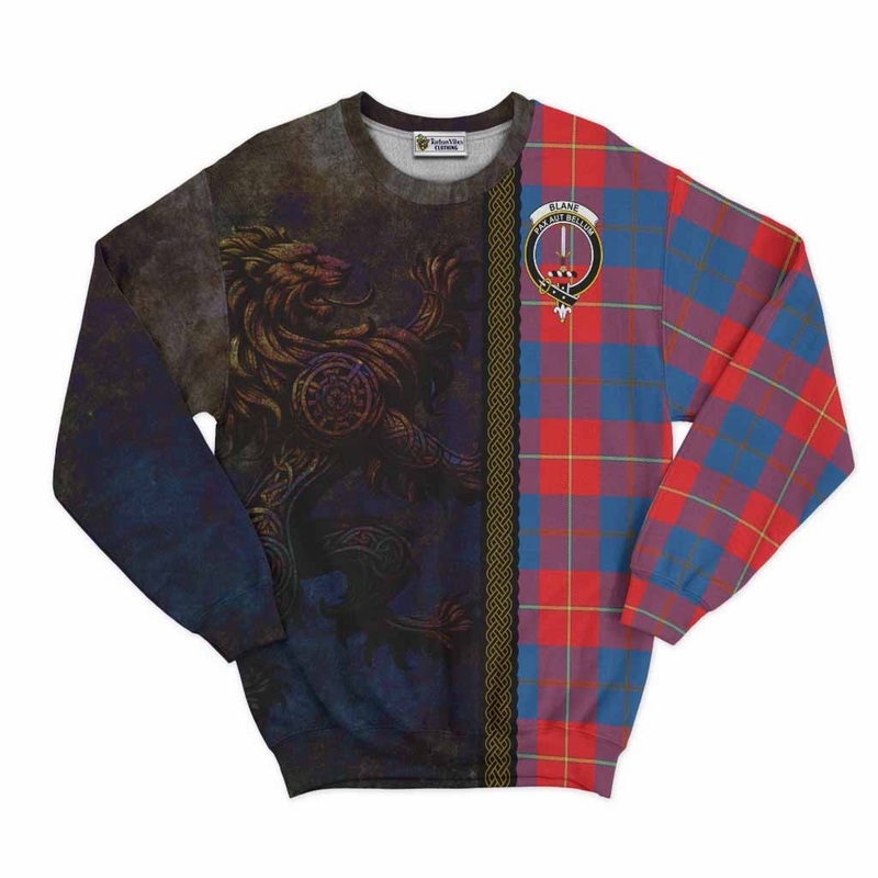Blane Tartan Family Crest Sweatshirt Alba Gu Brath Be Brave Lion Ancient Style