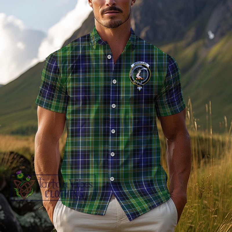 McKellar Tartan Cotton Hawaiian Shirt with Family Crest