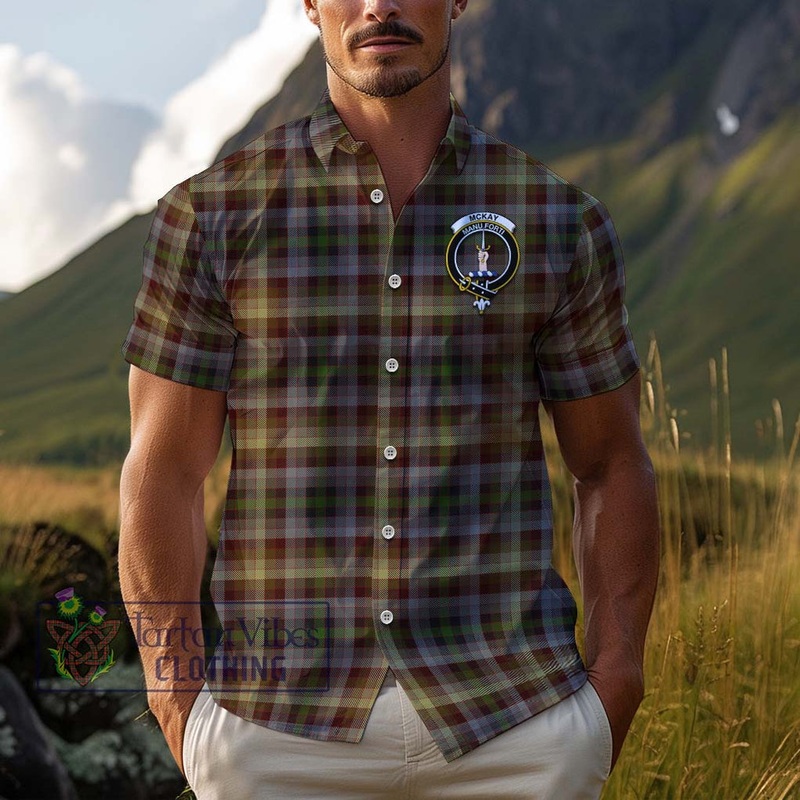 McKay of Strathnaver Tartan Cotton Hawaiian Shirt with Family Crest