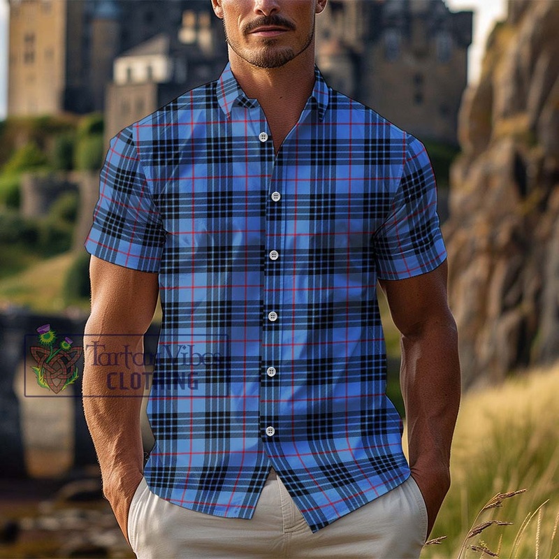 McKay Blue Tartan Cotton Hawaiian Shirt