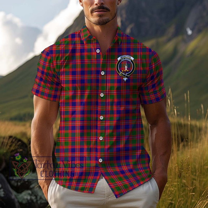 McIntyre Modern Tartan Cotton Hawaiian Shirt with Family Crest