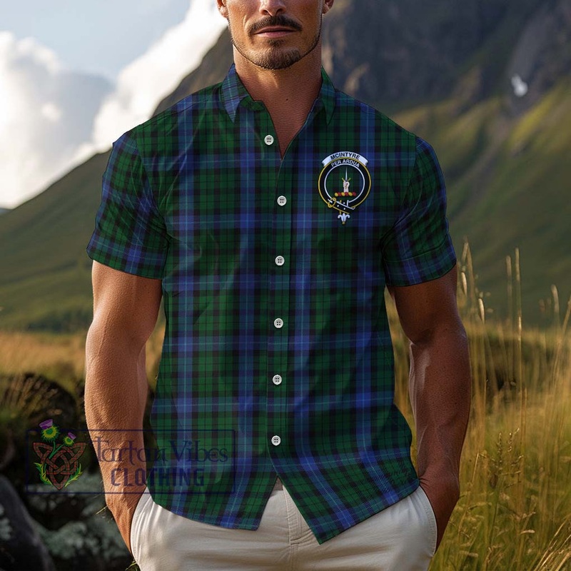 McIntyre Tartan Cotton Hawaiian Shirt with Family Crest