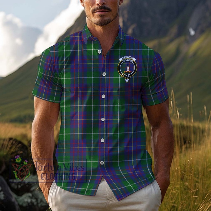 McIntyre Inglis Tartan Cotton Hawaiian Shirt with Family Crest