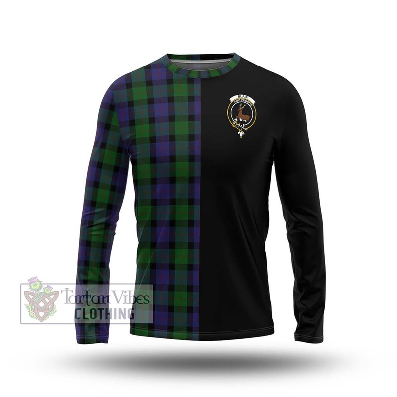 Blair Tartan Long Sleeve T-Shirt with Family Crest and Half Of Me Style