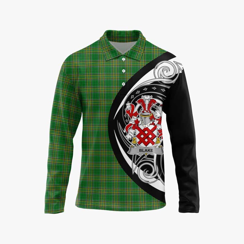 Blake Irish Clan Long Sleeve Polo Shirt Celtic Circle Style
