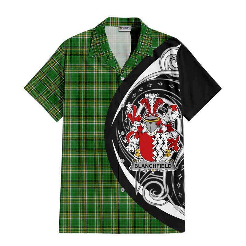 Blanchfield Irish Clan Short Sleeve Button Shirt Celtic Circle Style