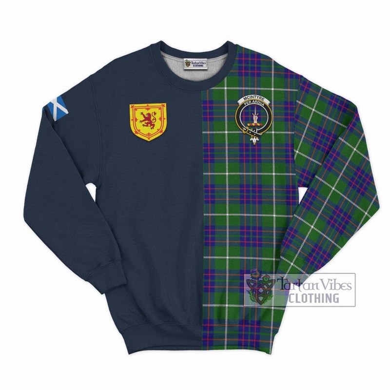 McIntyre Hunting Modern Tartan Sweatshirt Alba with Scottish Lion Royal Arm Half Style