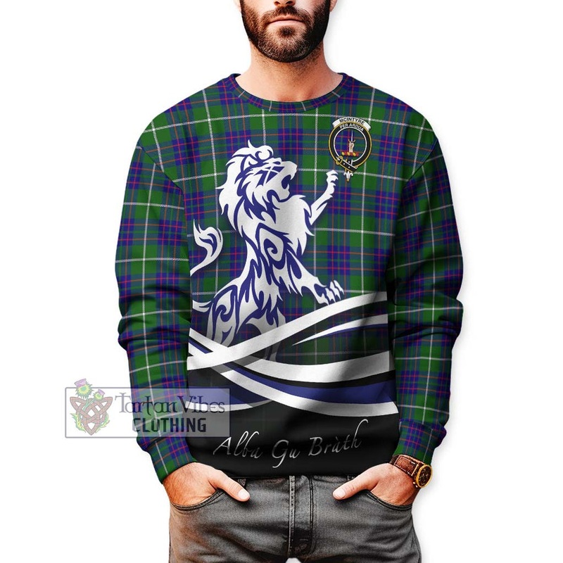 McIntyre Hunting Modern Tartan Sweatshirt with Alba Gu Brath Regal Lion Emblem