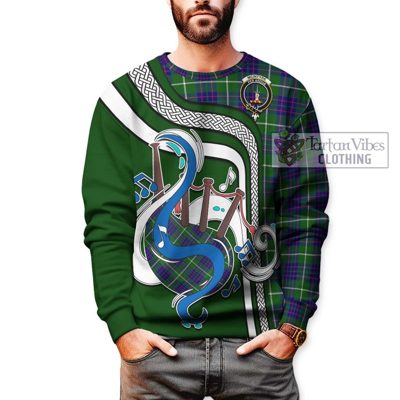 McIntyre Hunting Modern Tartan Sweatshirt with Epic Bagpipe Style