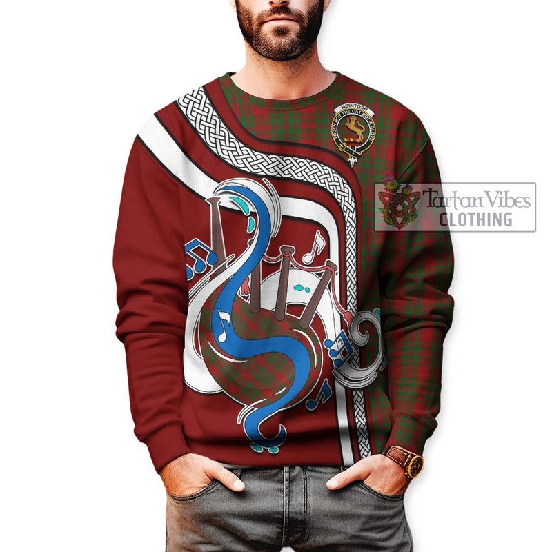 McIntosh Red Tartan Sweatshirt with Epic Bagpipe Style