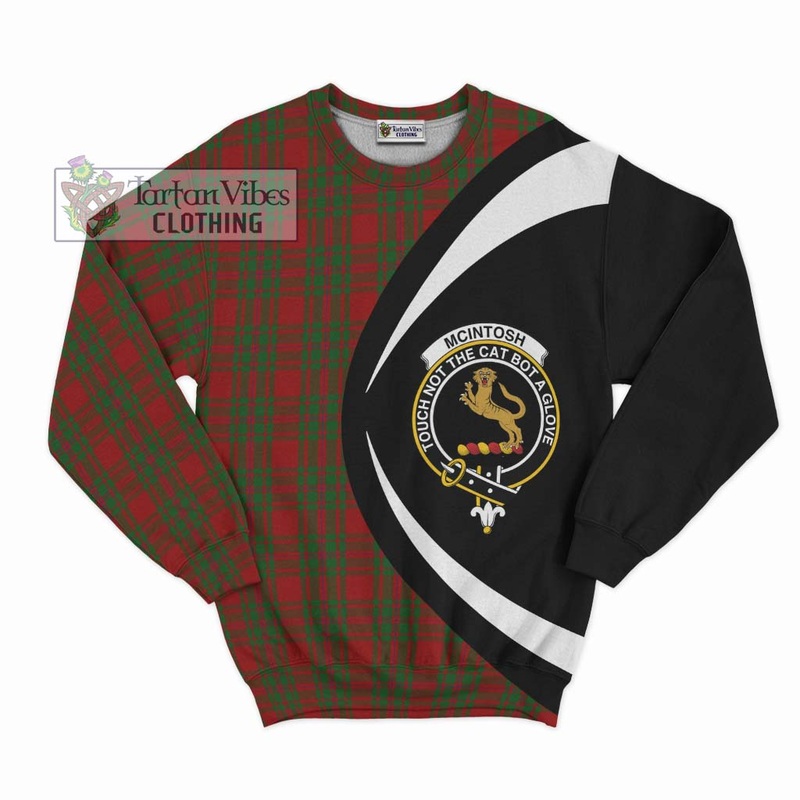 McIntosh Red Tartan Sweatshirt with Family Crest Circle Style