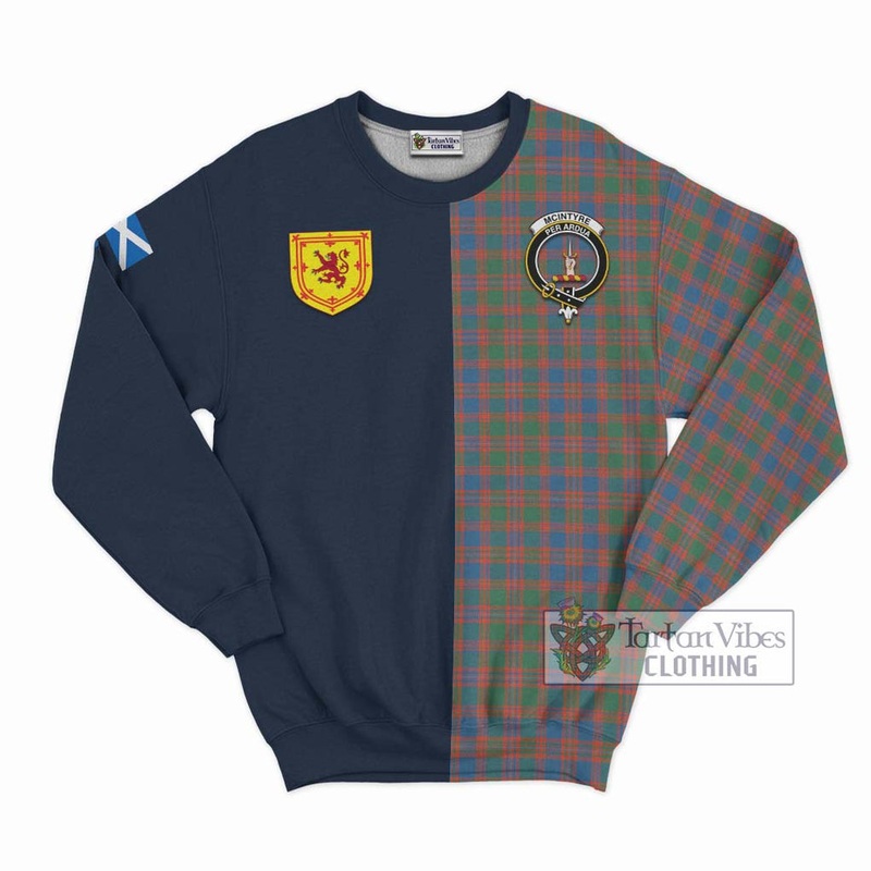 McIntyre Ancient Tartan Sweatshirt Alba with Scottish Lion Royal Arm Half Style