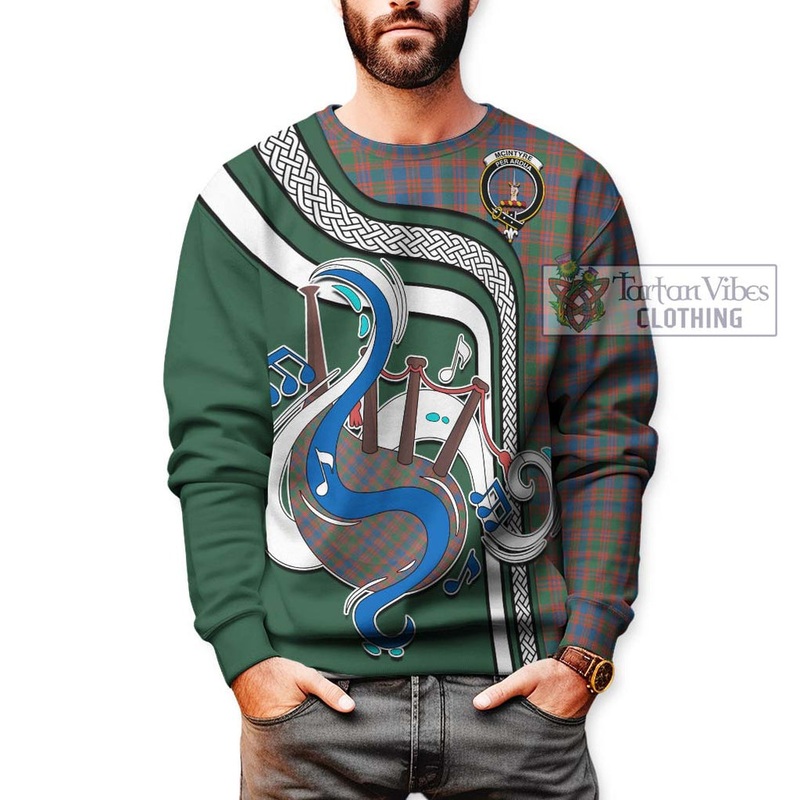 McIntyre Ancient Tartan Sweatshirt with Epic Bagpipe Style