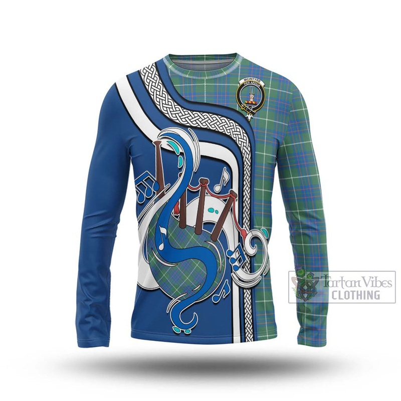 McIntyre Hunting Ancient Tartan Long Sleeve T-Shirt with Epic Bagpipe Style