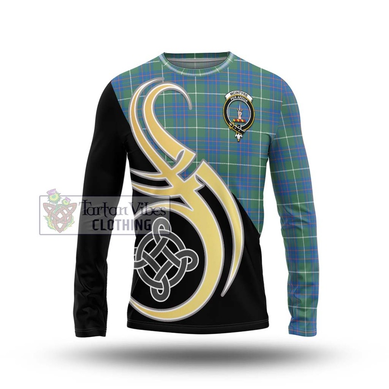 McIntyre Hunting Ancient Tartan Long Sleeve T-Shirt with Family Crest and Celtic Symbol Style