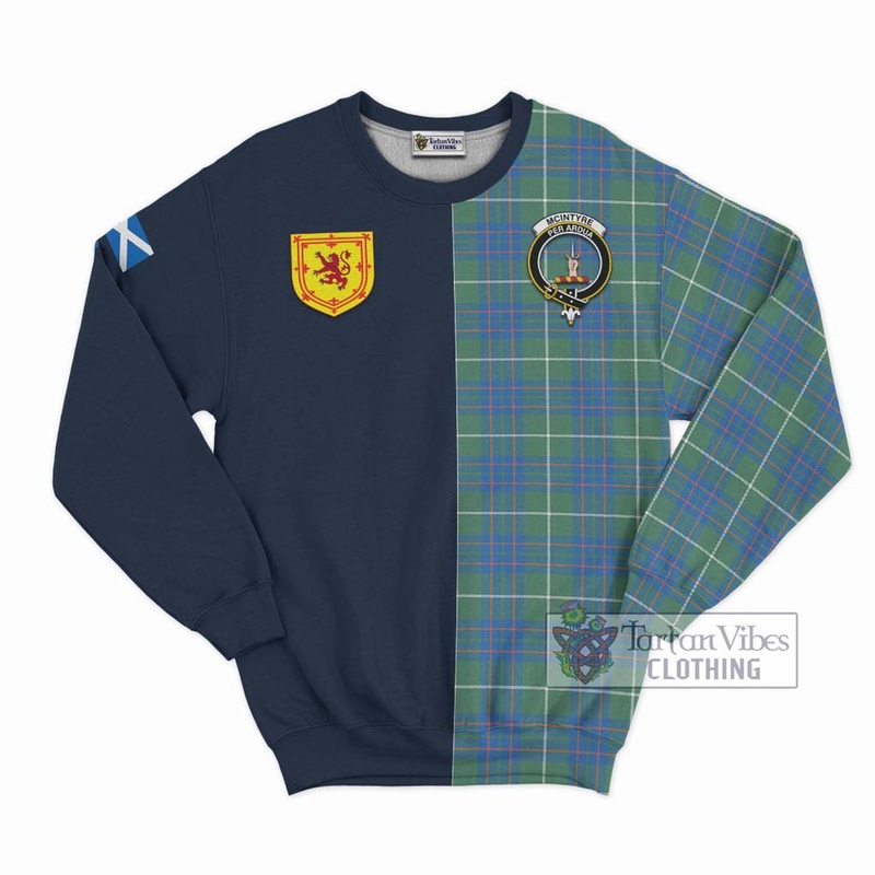 McIntyre Hunting Ancient Tartan Sweatshirt Alba with Scottish Lion Royal Arm Half Style