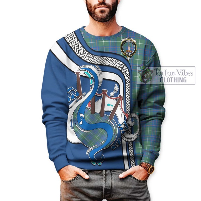 McIntyre Hunting Ancient Tartan Sweatshirt with Epic Bagpipe Style