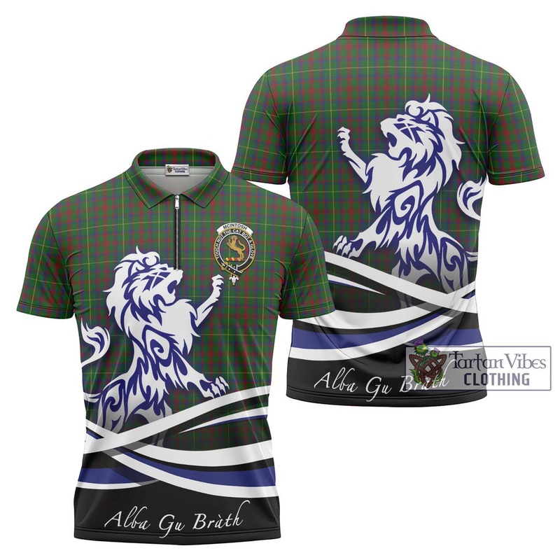 McIntosh Hunting Tartan Zipper Polo Shirt with Alba Gu Brath Regal Lion Emblem