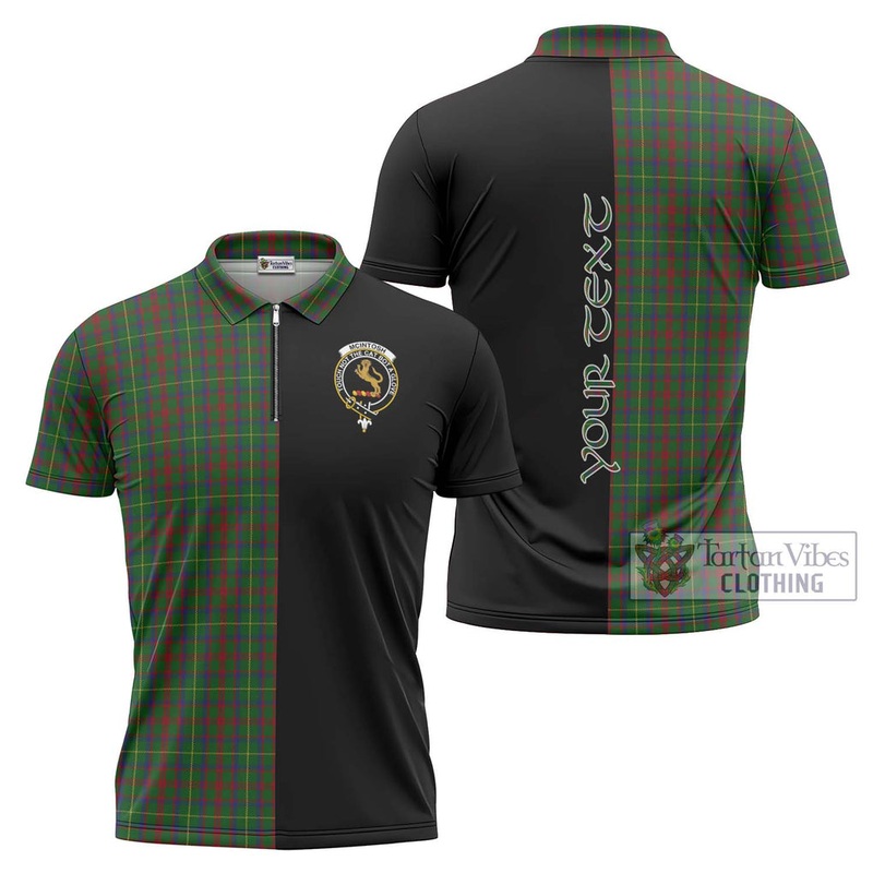 McIntosh Hunting Tartan Zipper Polo Shirt with Family Crest and Half Of Me Style