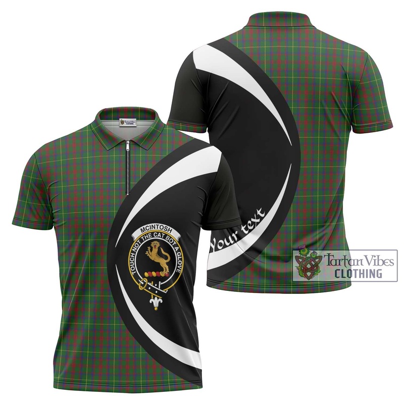 McIntosh Hunting Tartan Zipper Polo Shirt with Family Crest Circle Style