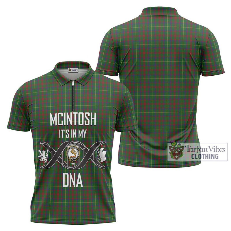 McIntosh Hunting Tartan Zipper Polo Shirt with Family Crest DNA In Me Style