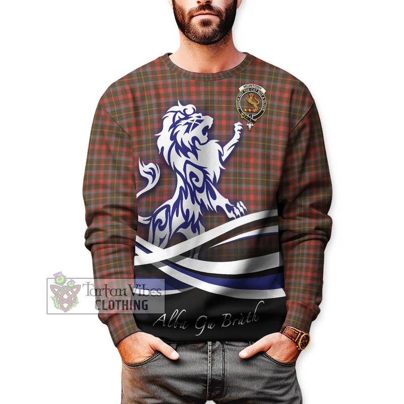 McIntosh Hunting Weathered Tartan Sweatshirt with Alba Gu Brath Regal Lion Emblem