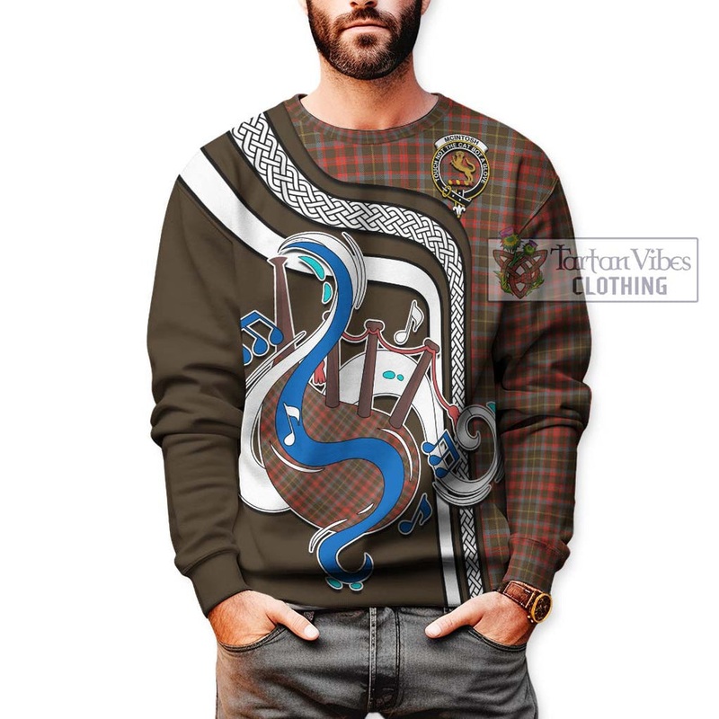 McIntosh Hunting Weathered Tartan Sweatshirt with Epic Bagpipe Style