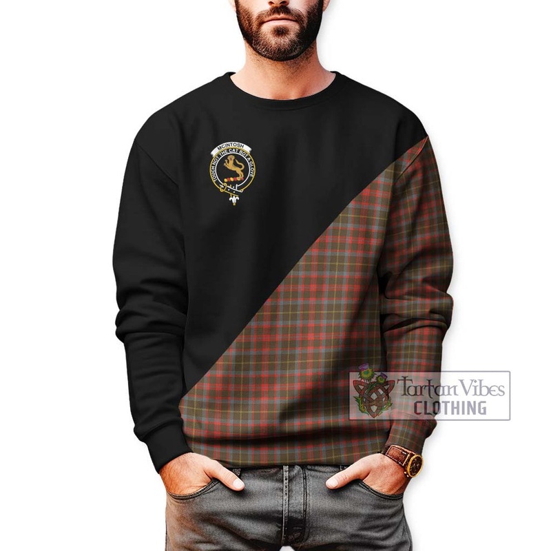 McIntosh Hunting Weathered Tartan Sweatshirt with Family Crest and Military Logo Style