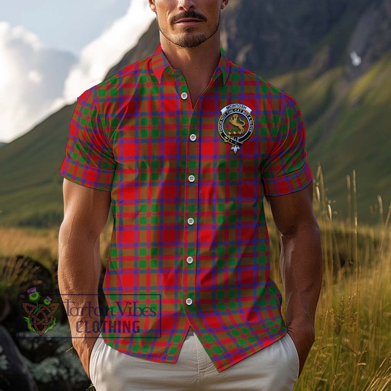 McIntosh Modern Tartan Cotton Hawaiian Shirt with Family Crest