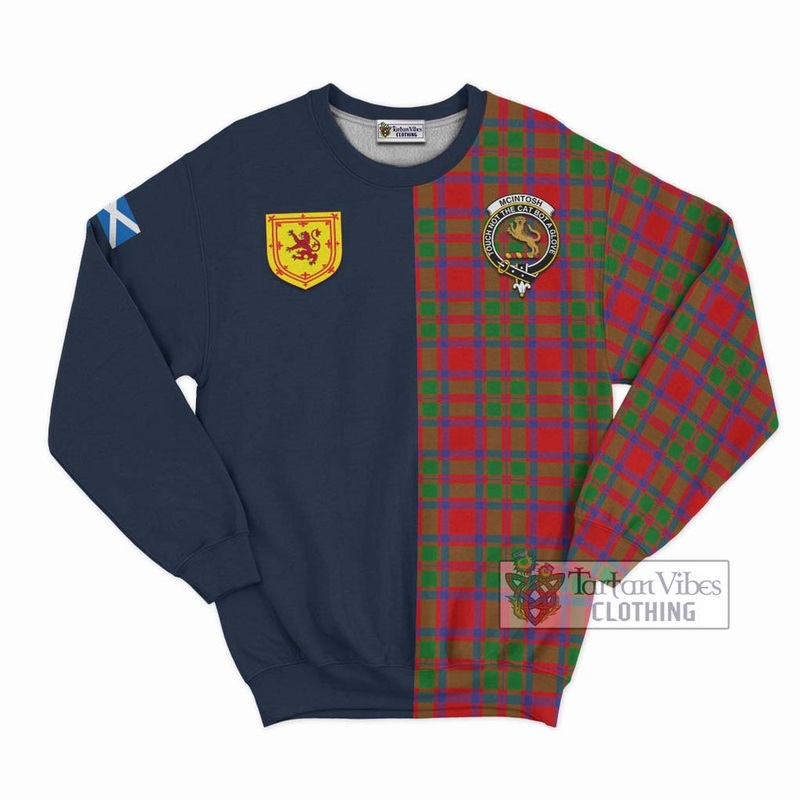 McIntosh Modern Tartan Sweatshirt Alba with Scottish Lion Royal Arm Half Style
