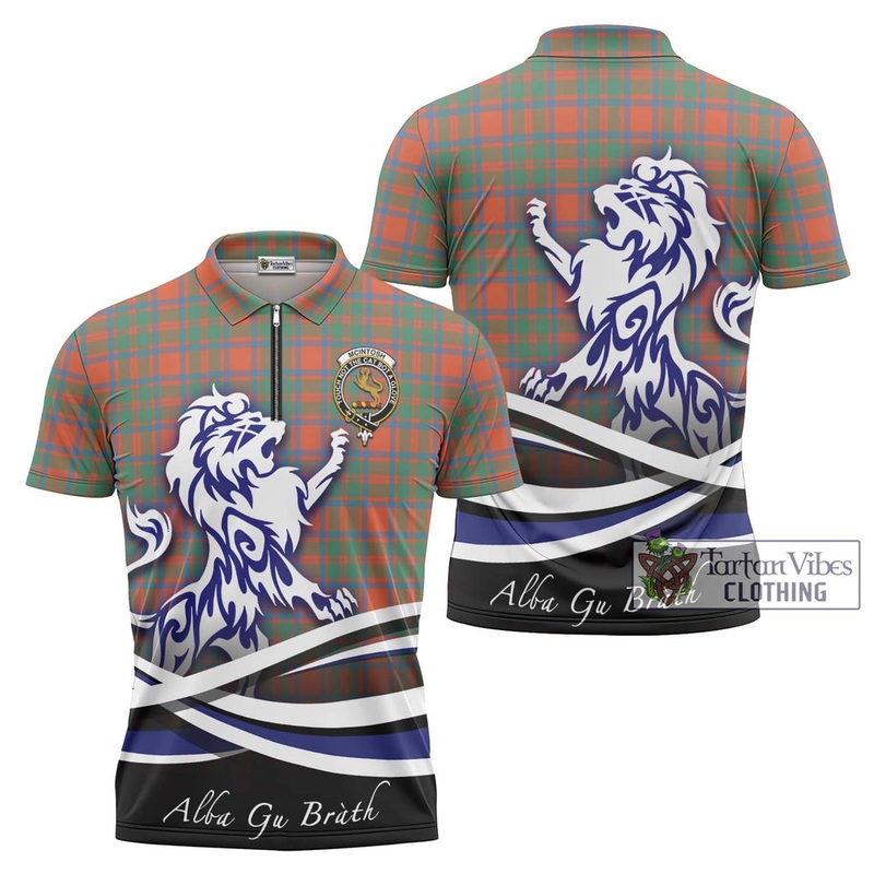 McIntosh Ancient Tartan Zipper Polo Shirt with Alba Gu Brath Regal Lion Emblem