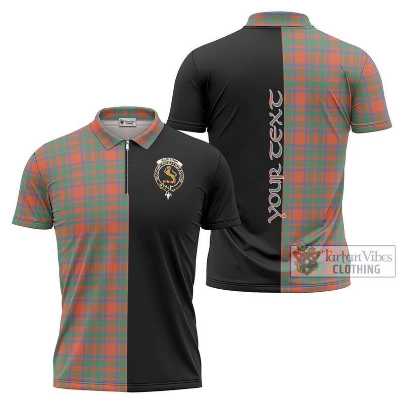 McIntosh Ancient Tartan Zipper Polo Shirt with Family Crest and Half Of Me Style
