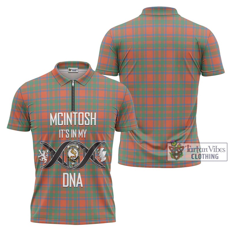 McIntosh Ancient Tartan Zipper Polo Shirt with Family Crest DNA In Me Style