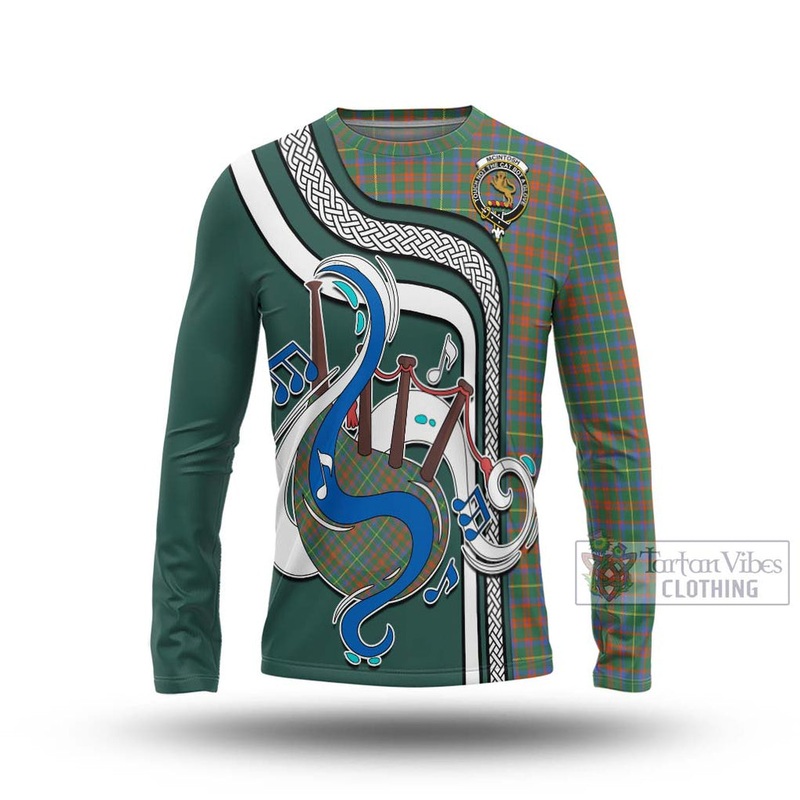McIntosh Hunting Ancient Tartan Long Sleeve T-Shirt with Epic Bagpipe Style