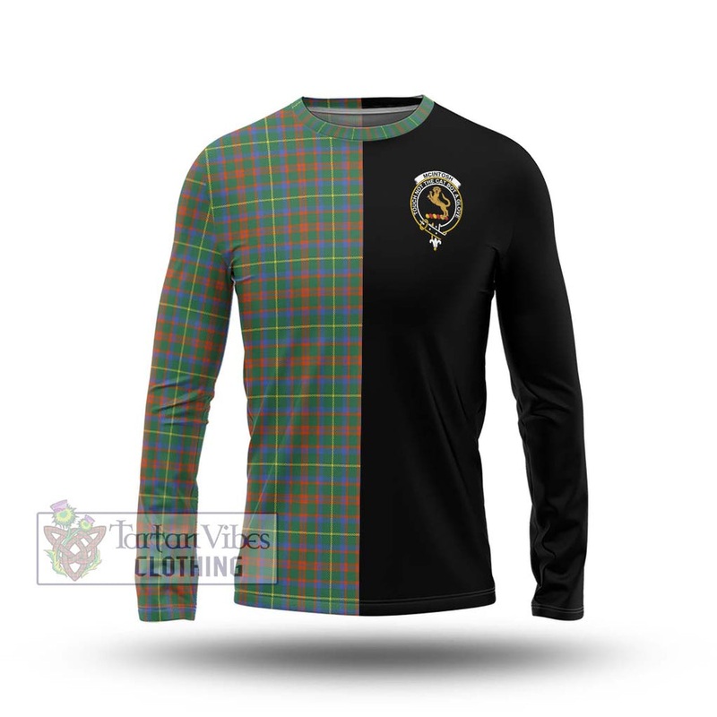 McIntosh Hunting Ancient Tartan Long Sleeve T-Shirt with Family Crest and Half Of Me Style