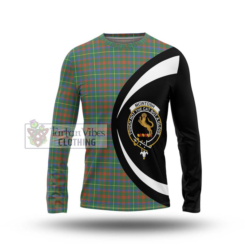 McIntosh Hunting Ancient Tartan Long Sleeve T-Shirt with Family Crest Circle Style