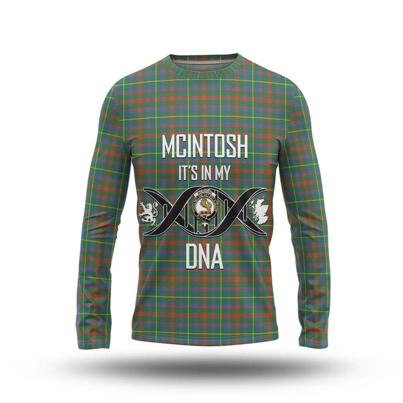 McIntosh Hunting Ancient Tartan Long Sleeve T-Shirt with Family Crest DNA In Me Style