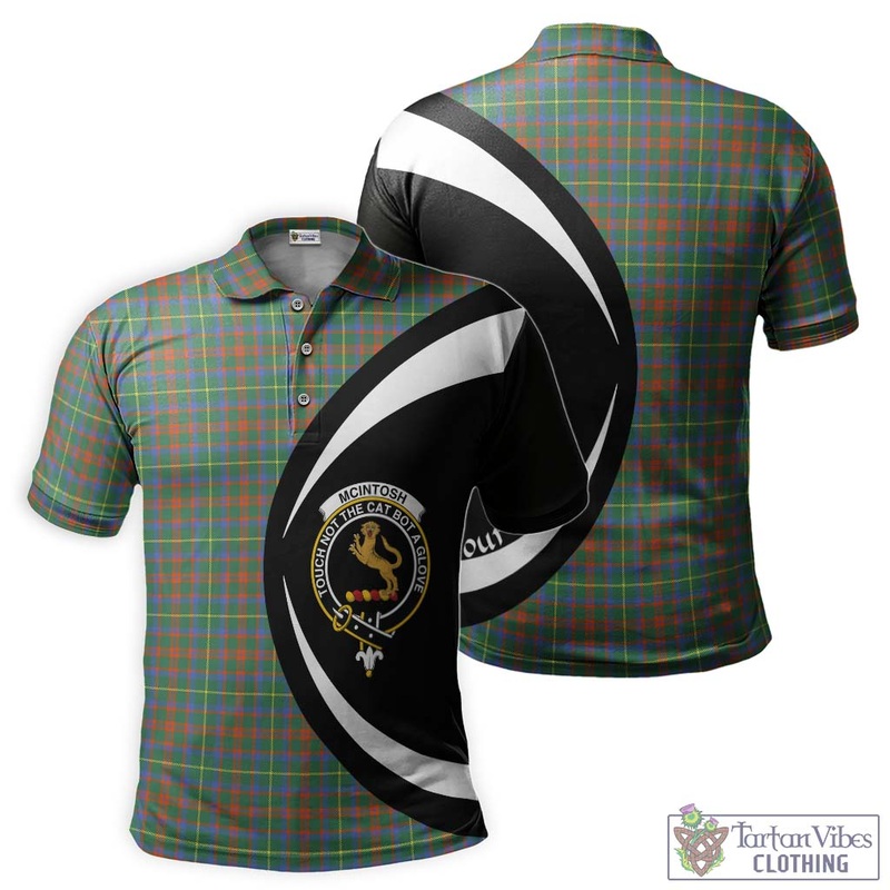 McIntosh Hunting Ancient Tartan Men's Polo Shirt with Family Crest Circle Style